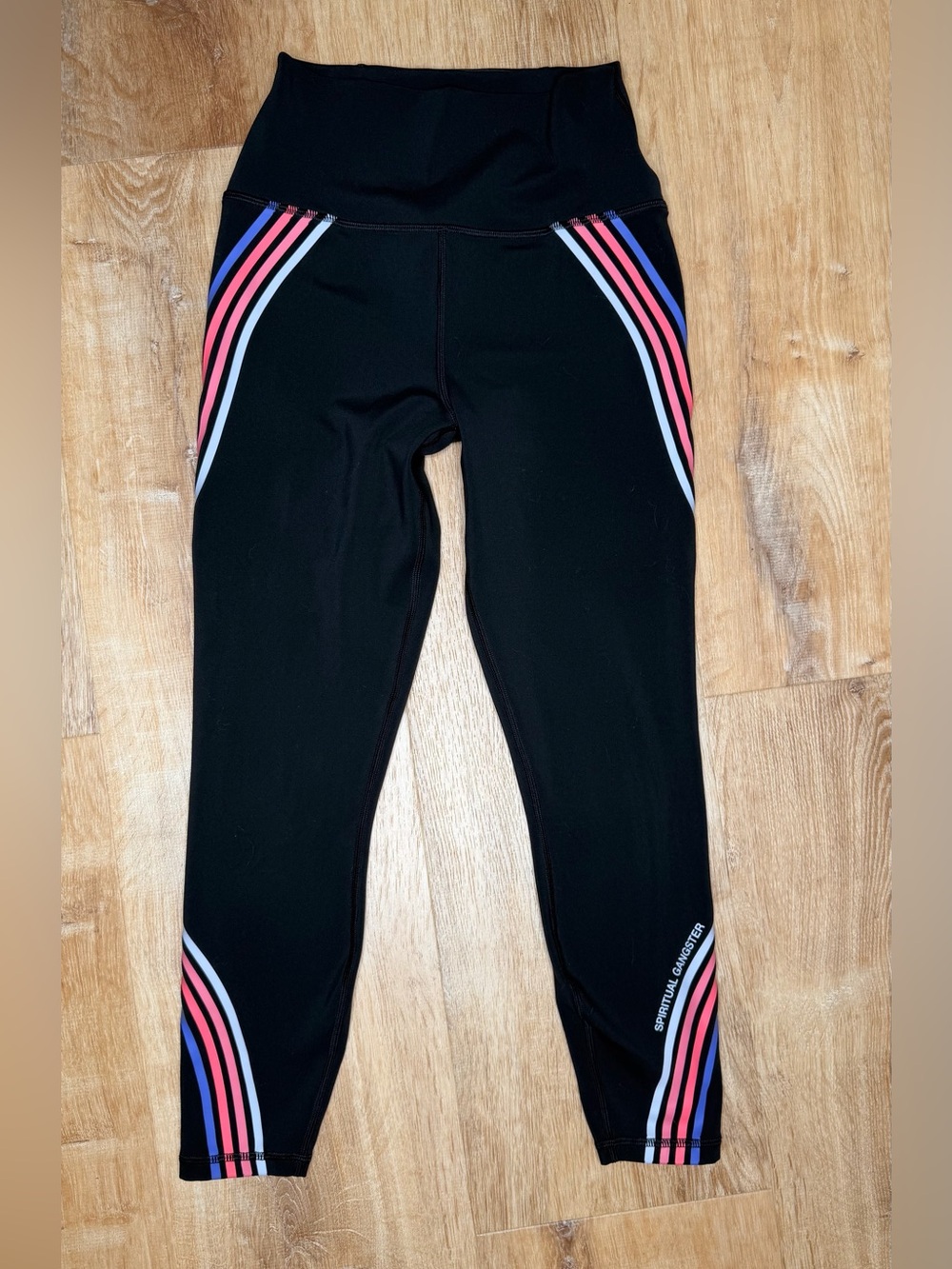 Spiritual Gangster Black Multi Color Nirvana Prism Lotus Leggings 7/8 Length